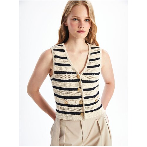 LC Waikiki Lw - V-Neck Striped Women's Knitwear Vest Slike