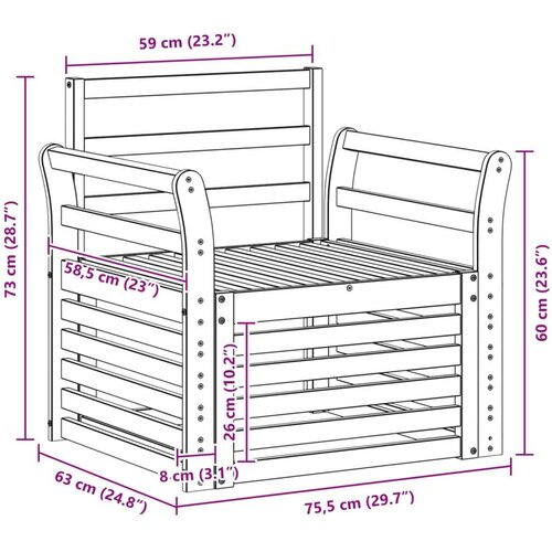  Set vanjskih sofa Prirodna 75 5 x 63 x 73 cm - Prirodna Zakrivljeni Slike