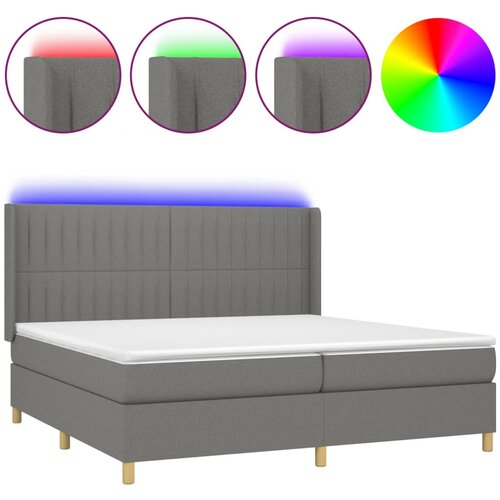  Krevet box spring s madracem LED tamnosivi 200x200 cm tkanina Slike