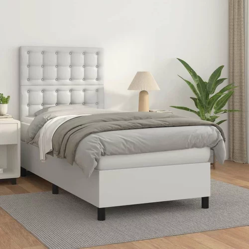  Box spring postelja z vzmetnico bela 80x200 cm umetno usnje, (20898372)