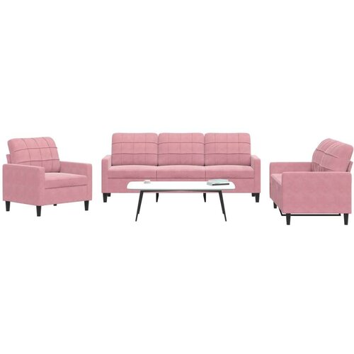 VidaXL 3-dijelni set sofa s jastucima ružičasti bar&amp;scaron;unasti Slike