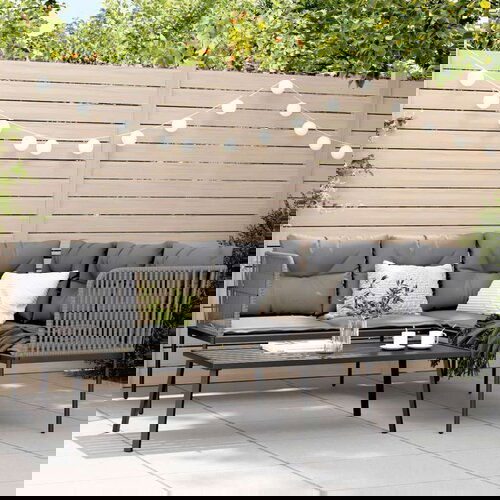  Set vrtnih sofa s jastucima crni od čelika i tekstilena Cene