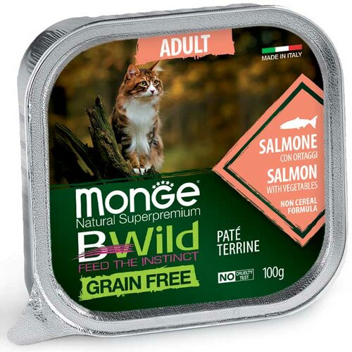 Monge pašteta za odrasle mačke sa ukusom lososa i povrća bwild grain free 100g Cene