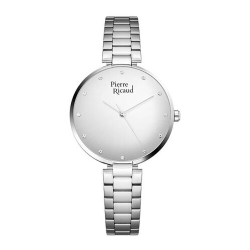 Pierre Ricaud Ženski quartz swarovski sivi srebrni modni ručni sat sa srebrnim metalnim kaišem ( p22057.5143q ) Slike