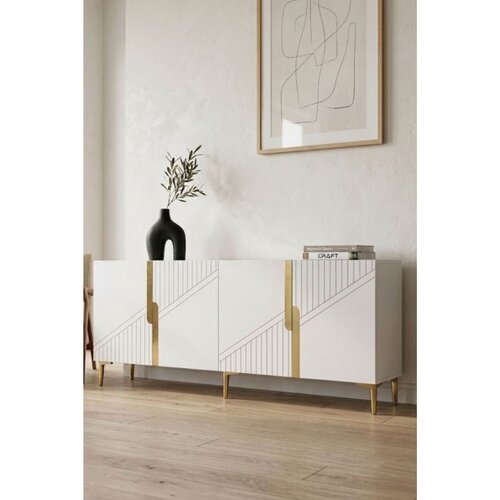 Hanah home komoda Evva 150, 125 cm, bela / zlatna Cene