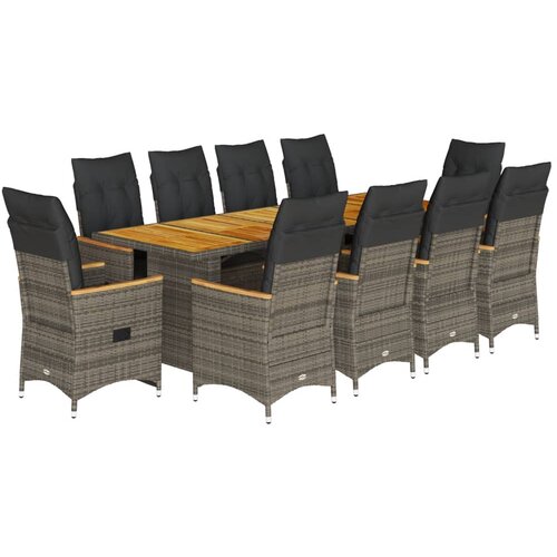 vidaXL 11-dijelni vrtni bistro set od poliratana s jastucima sivi - Sa naslonom za noge 10 Cene
