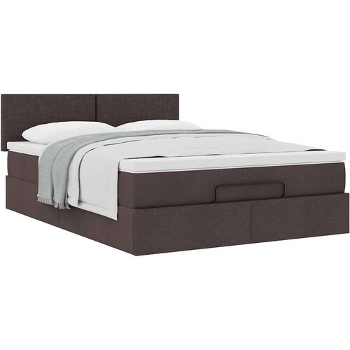  Otomanski krevet s madracem tamnosmeđi 140x190cm od tkanine Slike