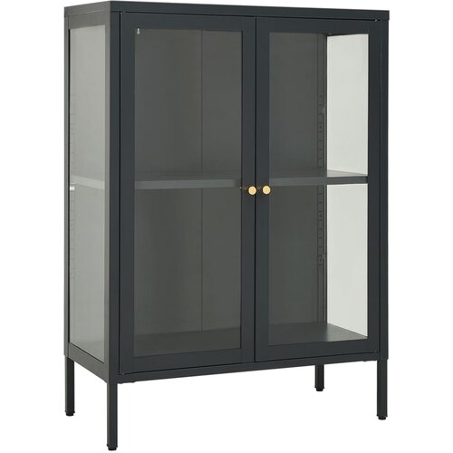 VidaXL stranska omarica antracitna 75x35x105 cm jeklo in steklo, (20656235) Slike
