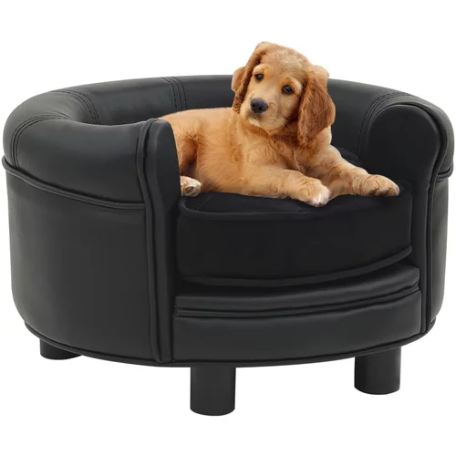 vidaXL Sofa za pse crna 48 x 48 x 32 cm od pliša i umjetne kože