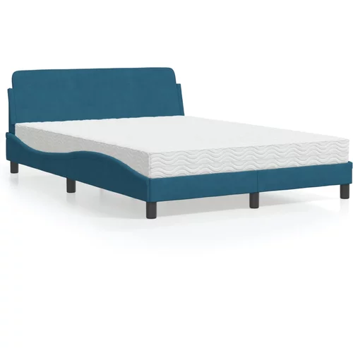  Krevet s madracem plavi 140x200 cm baršunasti