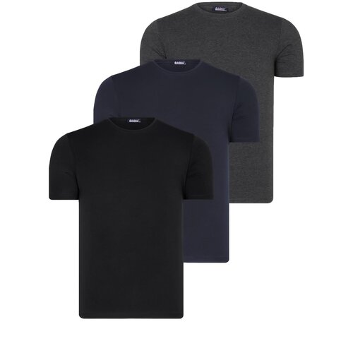 Dewberry TRIPLE SET T8569 BIKE COLLAR MEN&amp;#039;S T-SHIRT-BLACK-NAVY BLUE-ANTHRACITE Slike