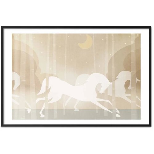  Plakat - Galloping Horses 90x60 Crni okvir s margom Slike