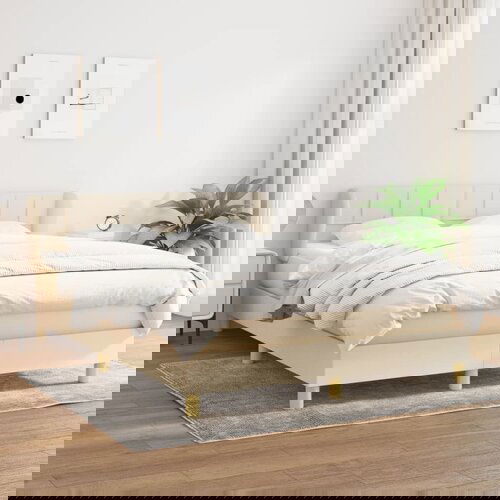 The Living Store Box spring postelja z vzmetnico krem 140x200 cm blago - Box Spring Postelja, (21437800) Slike