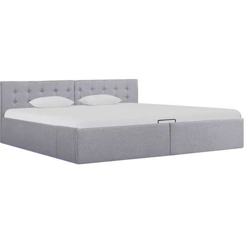  Dvižni posteljni okvir svetlo sivo blago 180x200 cm