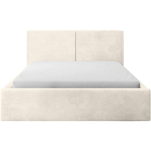 MID.YOU OBLAZINJENA POSTELJA 140 cm x 200 cm , les, tekstil, leseni material krem barve Slike