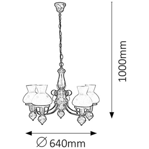 Rabalux petronel luster E27, 5x60W, crna klasična rasveta Slike