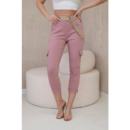 Kesi Cargo trousers with belt - dark pink Slike