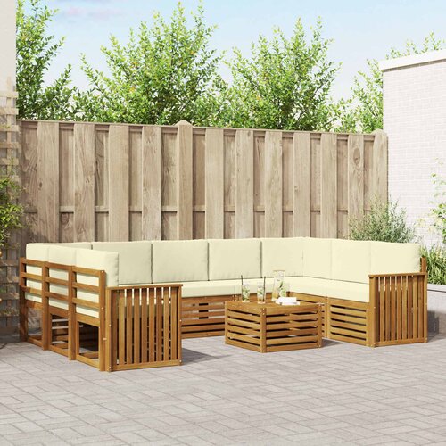  Set vanjskih sofa 10 kom. Prirodna i krem Slike