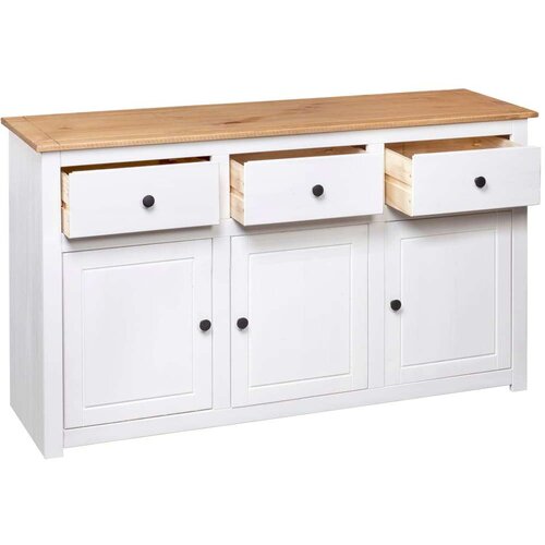 VidaXL Komoda od masivne borovine bijela 135x40x80 cm asortiman Panama Slike