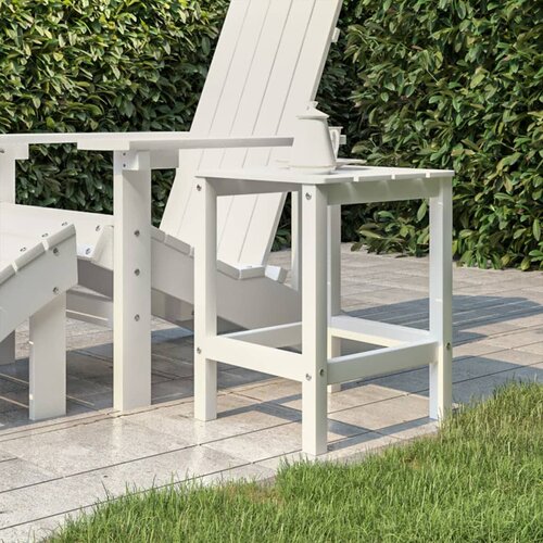 VidaXL Vrtna miza Adirondack bela 38x38x46 cm HDPE Slike