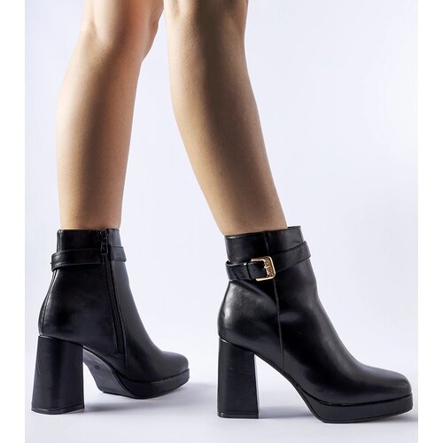 Gemre Black insulated classic eco-leather block heel boots Caio Slike