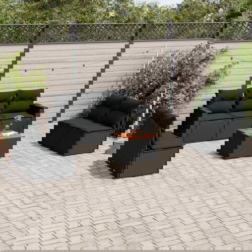 VidaXL 8-dijelni set vrtnih sofa od poliratana s jastucima crni Slike