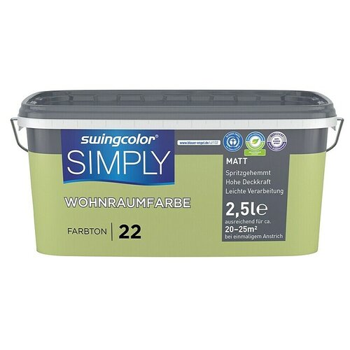 SWINGCOLOR Boja za zid Simply (Zelena – br. 22, Mat, 2,5 l) Cijene