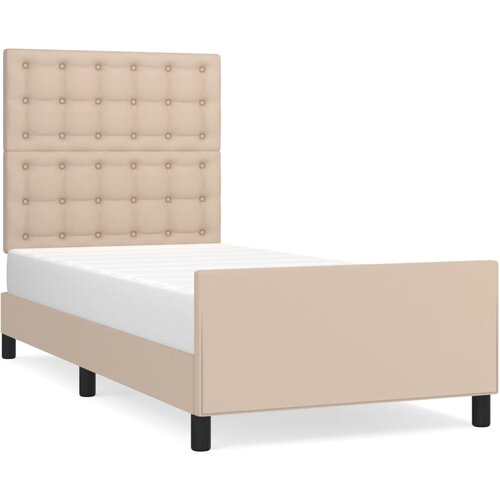 Maison Chic Posteljni okvir - Enojna postelja - Postelja za odrasle z vzglavjem kapučino 80x200 cm umetno usnje-J9589, (21769223) Slike
