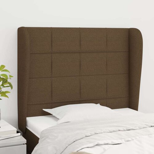  Vzglavje z u&amp;scaron;esi temno rjavo 103x23x118/128 cm blago, (20933751) Slike