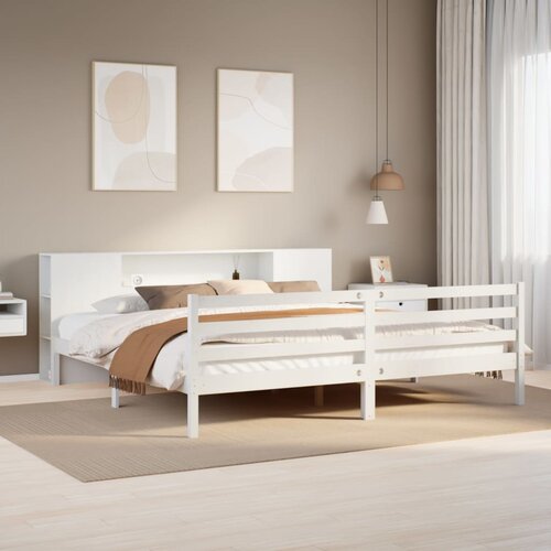 vidaXL Krevet s regalom z knjige bez madraca bijeli 180x200cm borovina Cijene