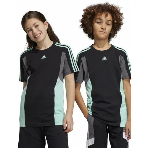 Adidas Otroška bombažna kratka majica U 3S CB TEE črna barva