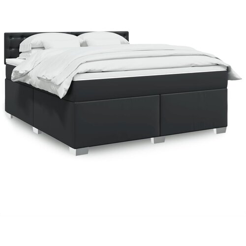 vidaXL Box spring postelja z vzmetnico črn 180x200 cm umetno usnje Cene