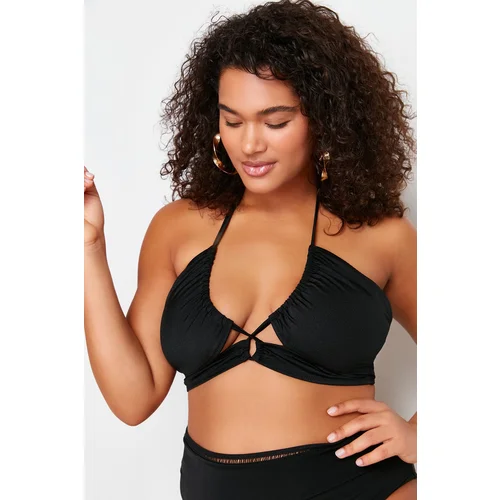 Trendyol Curve Black Tie Detailed Bikini Top