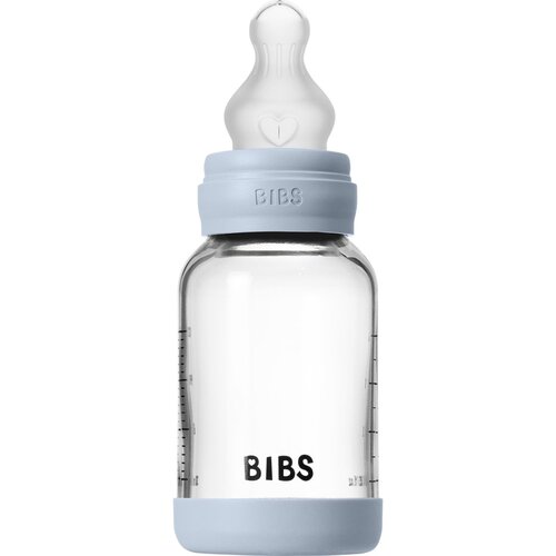 Bibs steklenička steklena silikon 120 ml, počasen pretok Baby Blue Cene