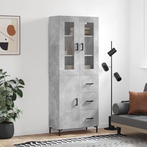 The Living Store Visoka komoda betonsko siva 69,5x34x180 cm inženirski les - Visoka Omara, (21429197) Slike