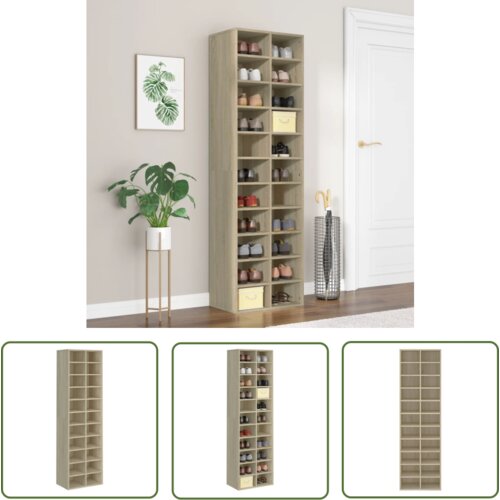 The Living Store Omara za čevlje sonoma hrast 54x34x183 cm iverna plošča - Omara Za Čevlje, (21744389) Cene