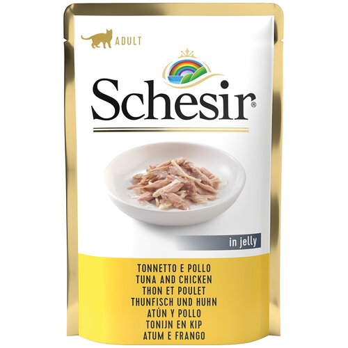  Varčno pakiranje Schesir v želeju vrečke za mačke 24 x 85 g - Tuna s pi&scaron;čancem Cijene