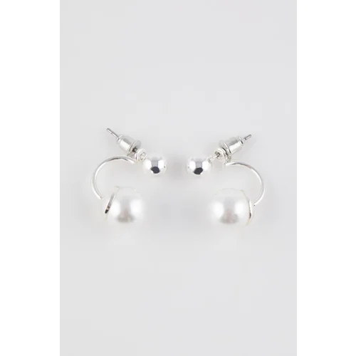 Defacto Women&#39;s Pearl Detailed Silver Earrings