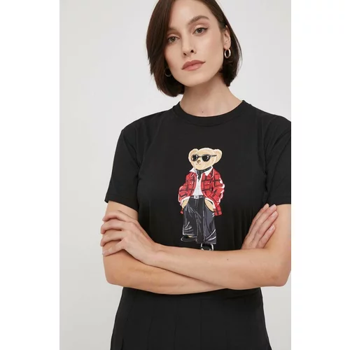 Polo Ralph Lauren Bombažna kratka majica ženski, črna barva