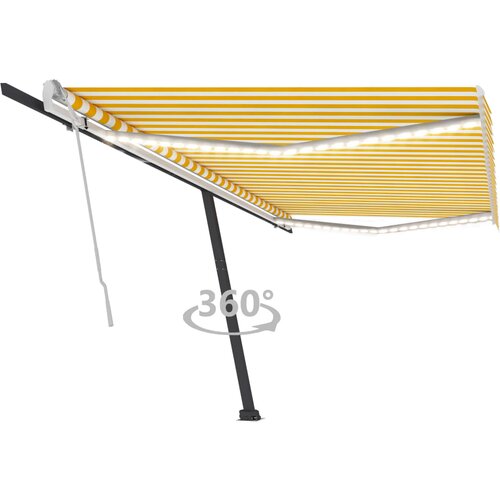 vidaXL Ročno zložljiva tenda z LED lučkami 500x350 cm rumena in bela Cene