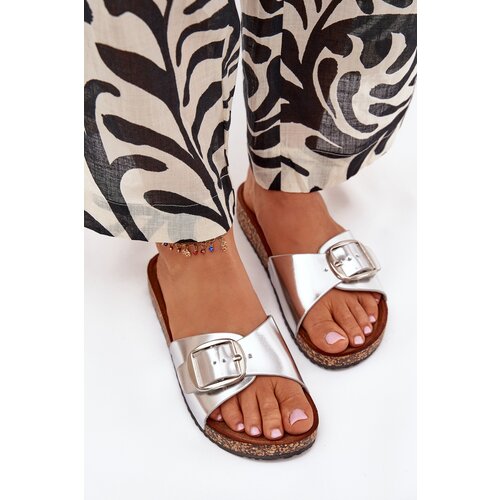 Boto Women&amp;#039;s Cork Platform Slippers With Buckle Silver Vianara Slike