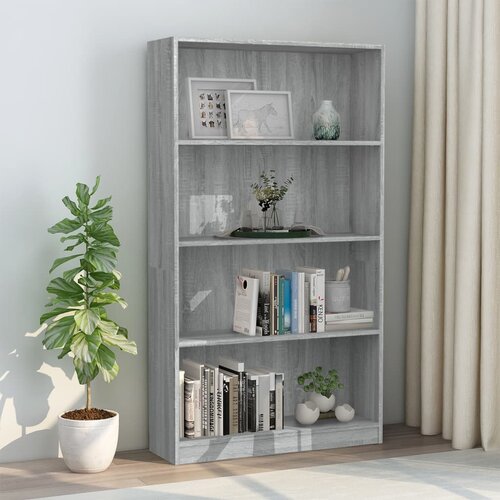 VidaXL Knjižna omara 4-nadstropna siva sonoma 80x24x142 cm inžen. les Slike