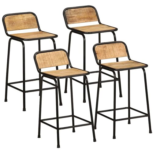 vidaXL Barski stolčki 4 črni 46x35,5x80 cm trden mangov les Cene