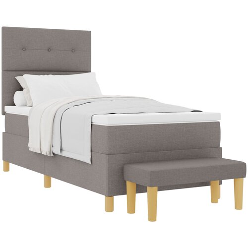 VidaXL Box Spring postelja z vzmetnico in klopjo Taupe 100x200 cm Tkanina, (22049114) Slike