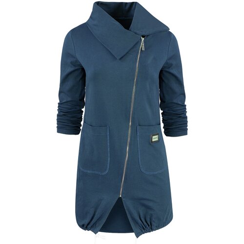 Pri Thin long sweatshirt with a diagonal zipper and a BEATA neck warmer Slike