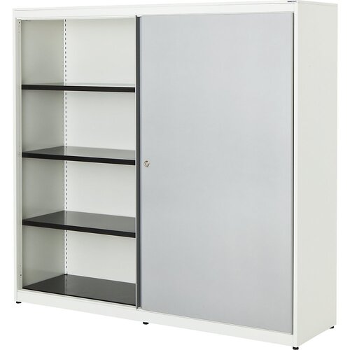 mauser Omara z drsnimi vrati, VxŠxG 1516 x 1600 x 432 mm, jeklena plošča, 3 x 2 polici, čista bela / aluminijasto siva / čista bela Cene