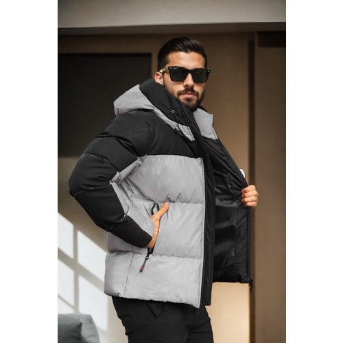 Dewberry 92885 Mens Hooded Reflective Coat-BLACK-GREY Cijene