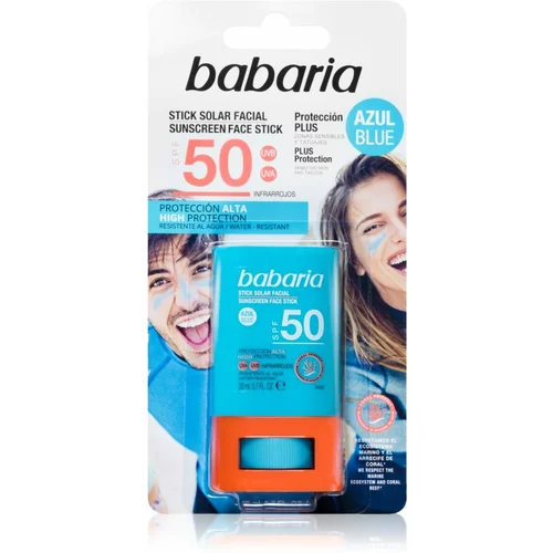 Babaria Blue Face Sun Stick zaščitna vlažilna paličica za obraz in občutljive predele SPF 50 20 ml