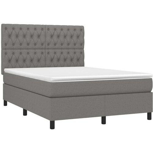  Krevet s oprugama i madracem tamnosivi 140x190 cm od tkanine Slike