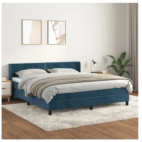 vidaXL Box spring postelja z vzmetnico temno modra 180x200 c